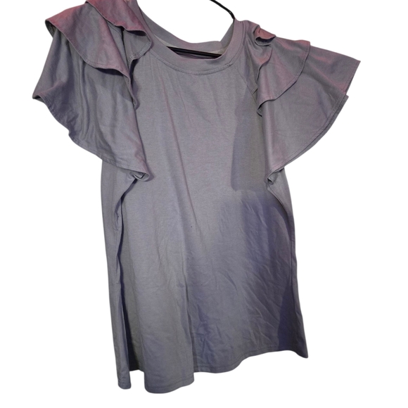 Elegant Gray Ruffle Sleeve Blouse - Picture 1 of 3